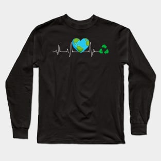 Earth Day Heartbeat Recycle Long Sleeve T-Shirt